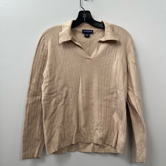 Ann Taylor Tops - Ann Taylor | Vintage Cream Collar Sweater Tee Sz L